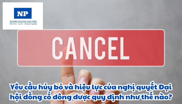 Yêu cầu hủy bỏ và hiệu lực của nghị quyết Đại hội đồng cổ đông được quy định như thế nào?