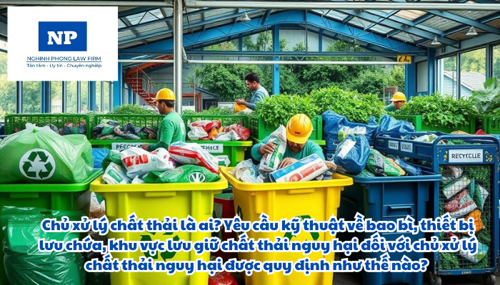 Chủ xử lý chất thải là ai? Yêu cầu kỹ thuật về bao bì, thiết bị lưu chứa, khu vực lưu giữ chất thải nguy hại đối với chủ xử lý chất thải nguy hại được quy định như thế nào?