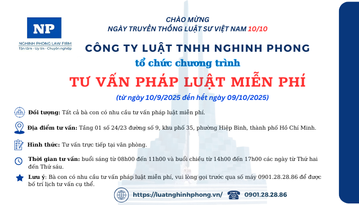 Tổ chức chương trình tư vấn pháp luật miễn phí (từ ngày 10/9/2025 đến hết ngày 09/10/2025)
